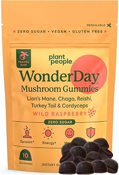 Plant People, WonderDay Mushroom Gummies Mini, Trial Size | Daily Gummy Multi Support for Whole Body Balance, Mood, De-Stress, Energy, Immune and Gut Health, Natural, Vegan, Non-GMO