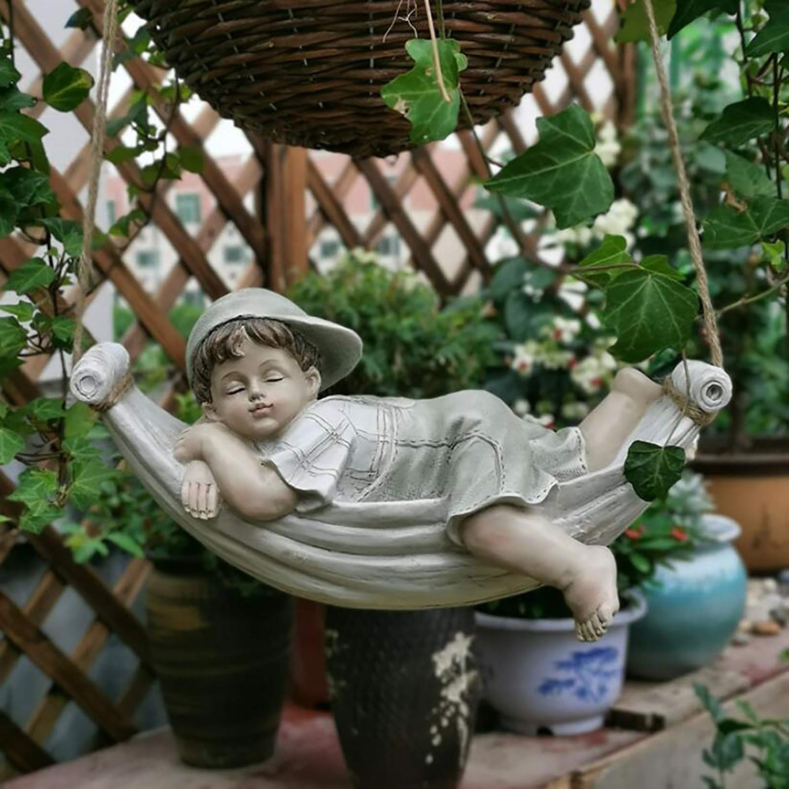 GANAZONO Gartenfee Auf Schaukel – Kunstharz-Statue Für Garten, Balkon Oder Terrasse, Ca. 8,3x7x4,5 Cm, Bunt