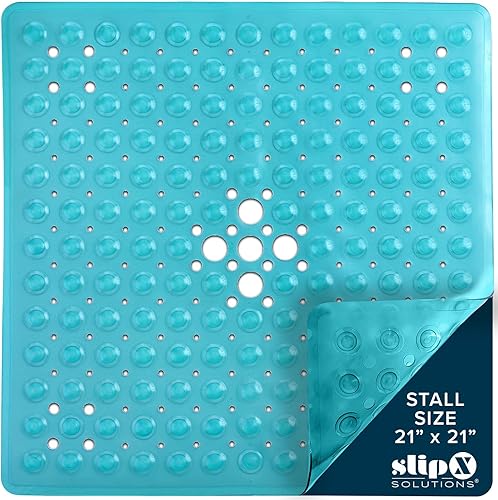 Miniatura 8 de SlipX Solutions - Alfombrilla cuadrada para ducha que proporciona una resistencia fiable a los deslizamientos lados de 21 pulgadas 160 ventosas gran