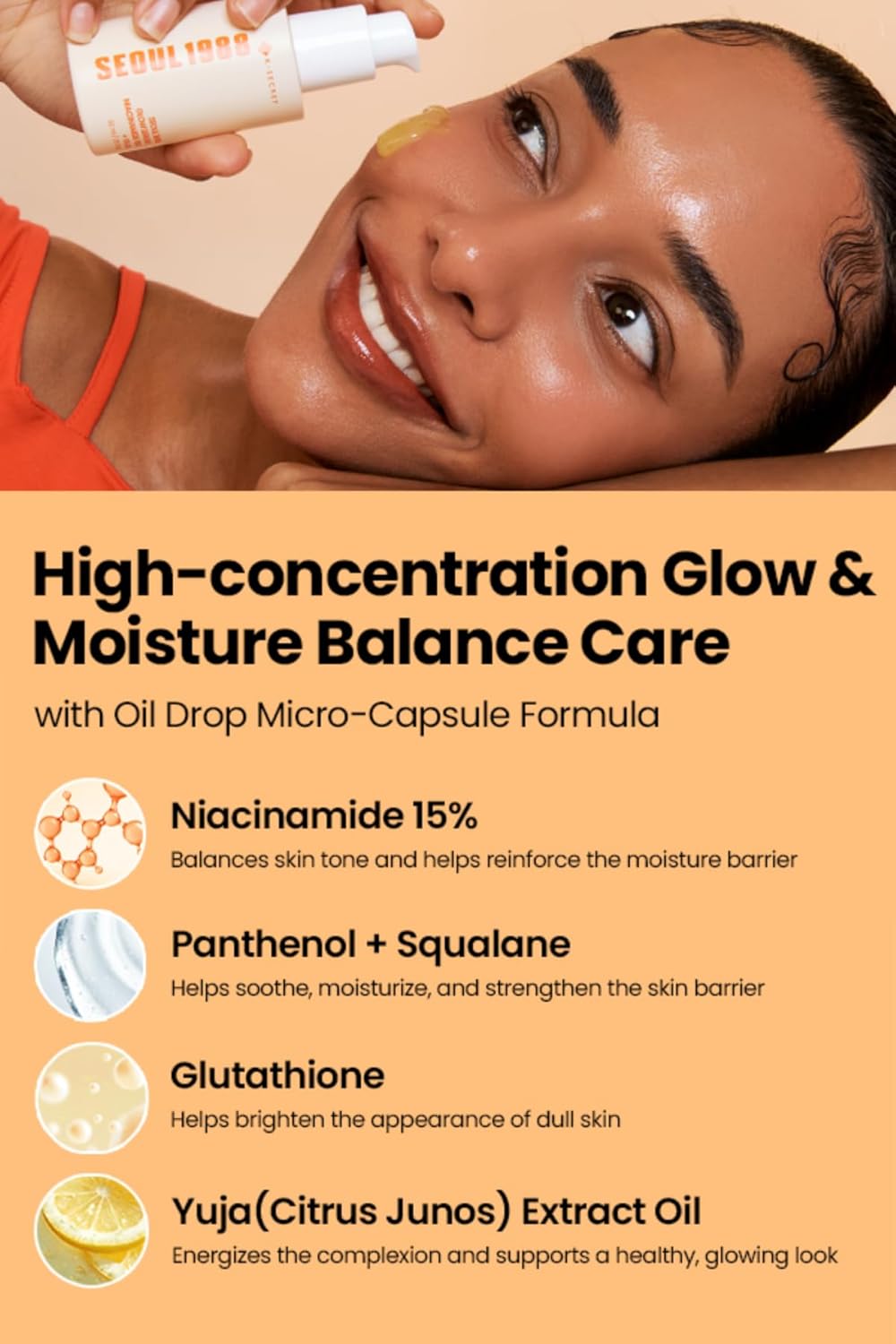 K-SECRET SEOUL 1988 Niacinamide Glow Serum – Formulated with 15% Niacinamide and Yuja | Hydrating Facial Serum for Dark Spots, Uneven Skin Tone | Korean Skincare, 30ml / 1.01 fl oz - Image 3