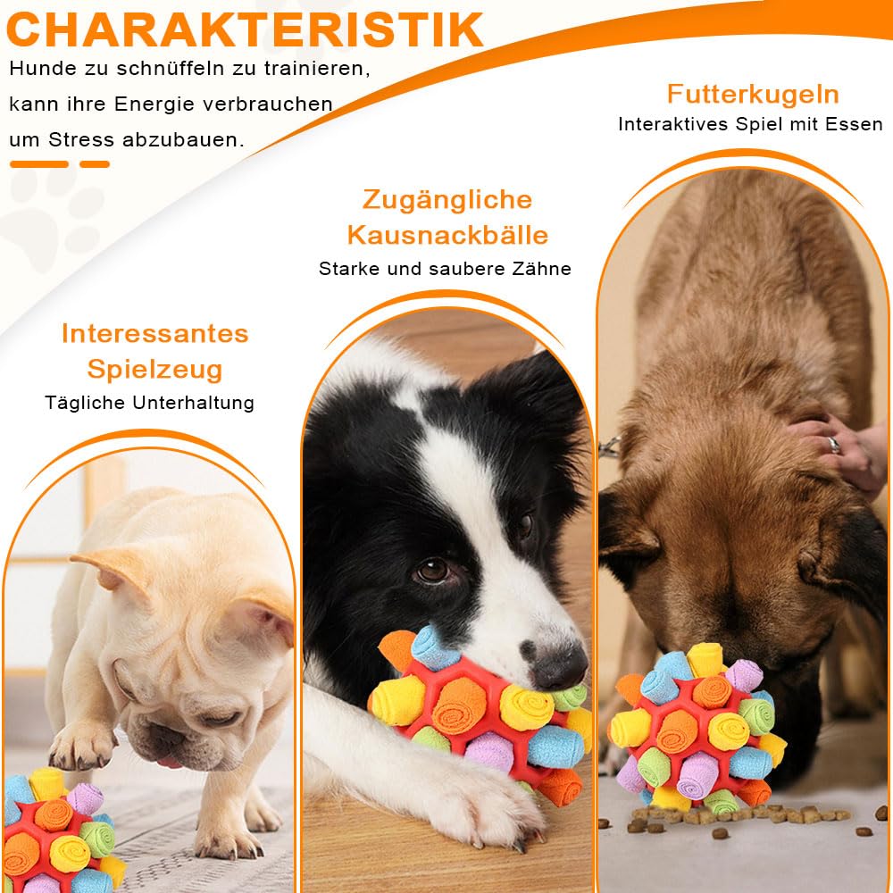 Voarge Palla da annusare per cani, Giocattolo da annusare, Addestramento slow food, Gioco per cuccioli resistente ai morsi, Giocattolo per l'intelligenza, Palla alimentare, Addestramento odori per can