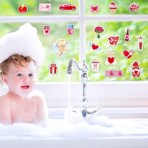 Miniatura 4 de 20 calcomanías de gel grueso para el día de San Valentín, calcomanías de gel para ventana de San Valentín para niños, niños pequeños y adultos,