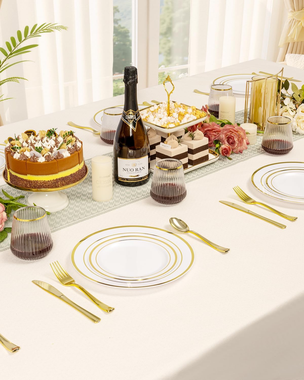 Goodluck 36 Pack 12oz Stemless Plastic Wine Glasses – Clear Ribbed Cups with Gold Rim, Fancy Reusable Disposable Drinkware for Weddings, Parties, Bars, Indoor and Outdoor Events - Image 5