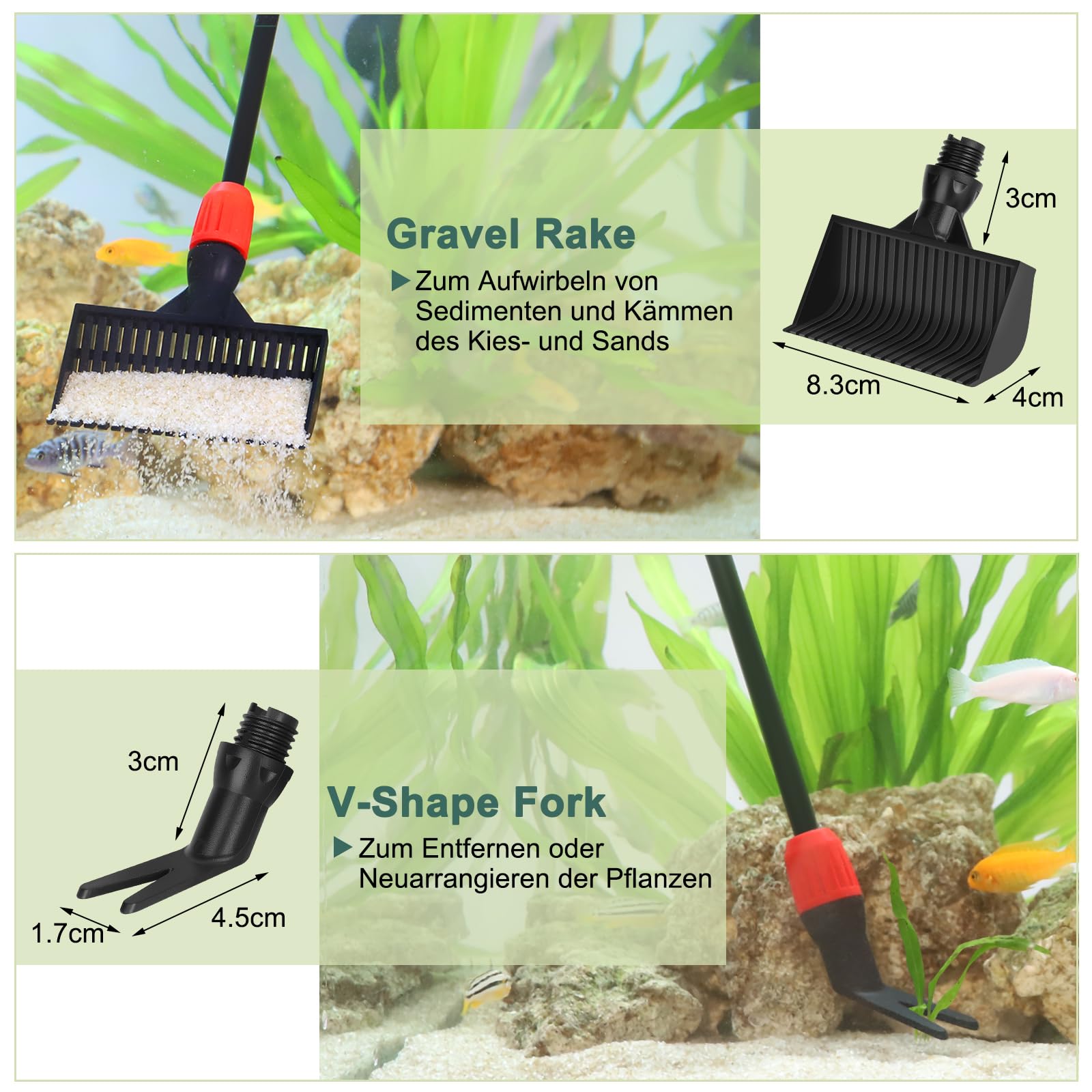 hygger Kit de Nettoyage pour Aquarium 6 en 1, Outil de Nettoyage d'Aquarium Polyvalent (M)