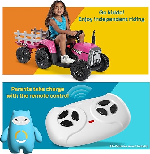 Miniatura 6 de Kidzone Versión premium 12V7AH con neumáticos de goma EVA con motores duales de 35 W, motor de potencia de torque, control remoto, tractor eléctrico