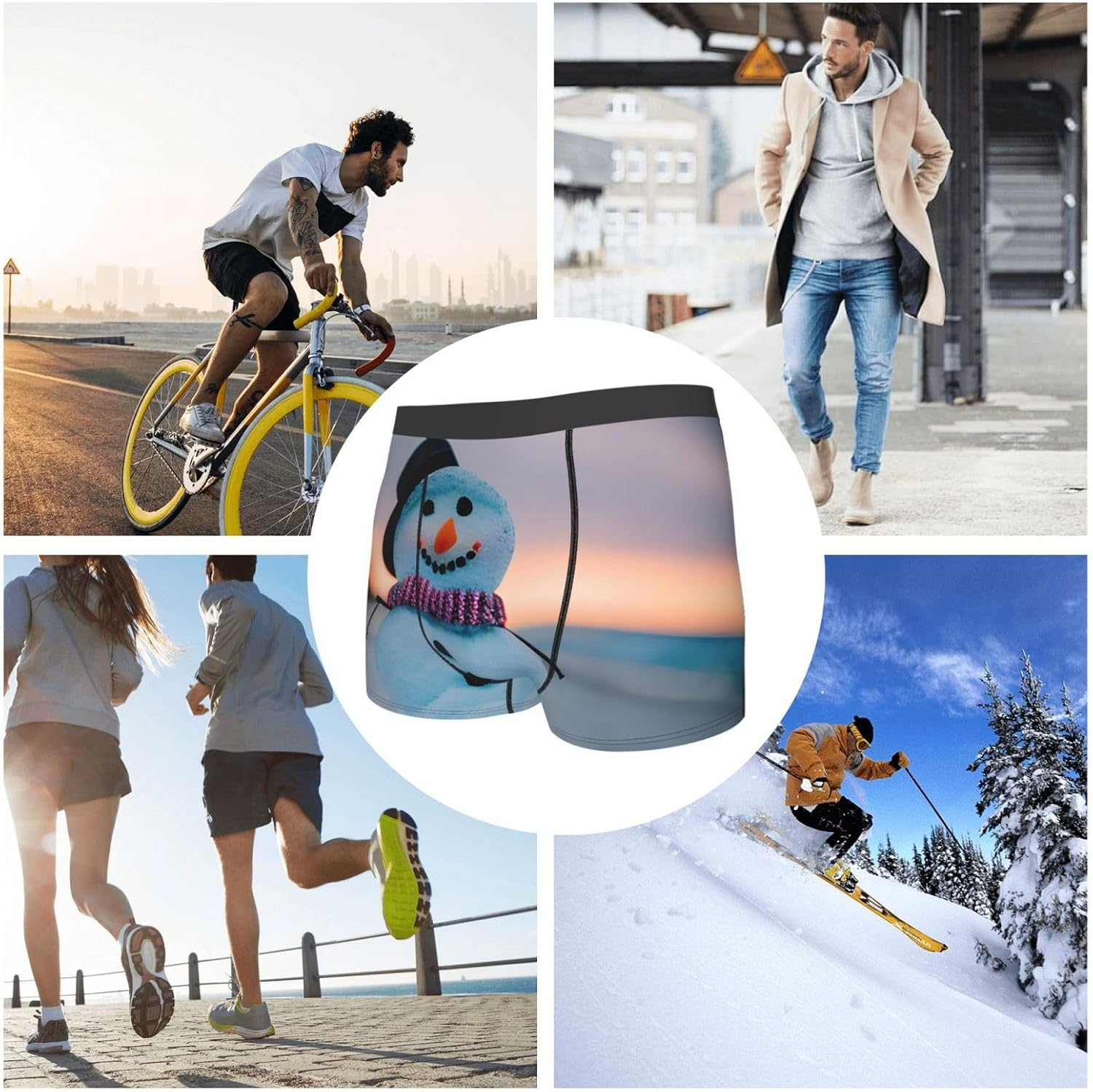 Beach Snowman Print Boxers For Menâ€“full Print Mens Underwear Boxer Briefs,Comfortable Boxers For Men
