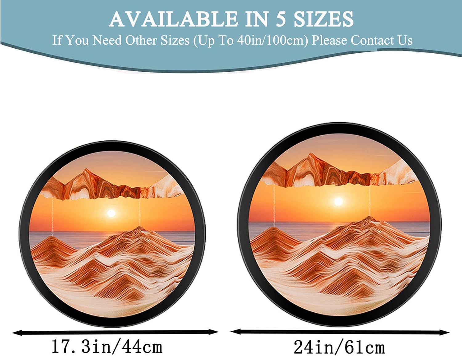 TNSLGHS Moving Sand Art, Wall Mounted Sand Art Liquid Motion, 360°Rotate Moving Sand Wall Art Deep Sea Sandscape Room Decoration, Relaxing Mood Home Office Work Decor,A-17.3in/44cm