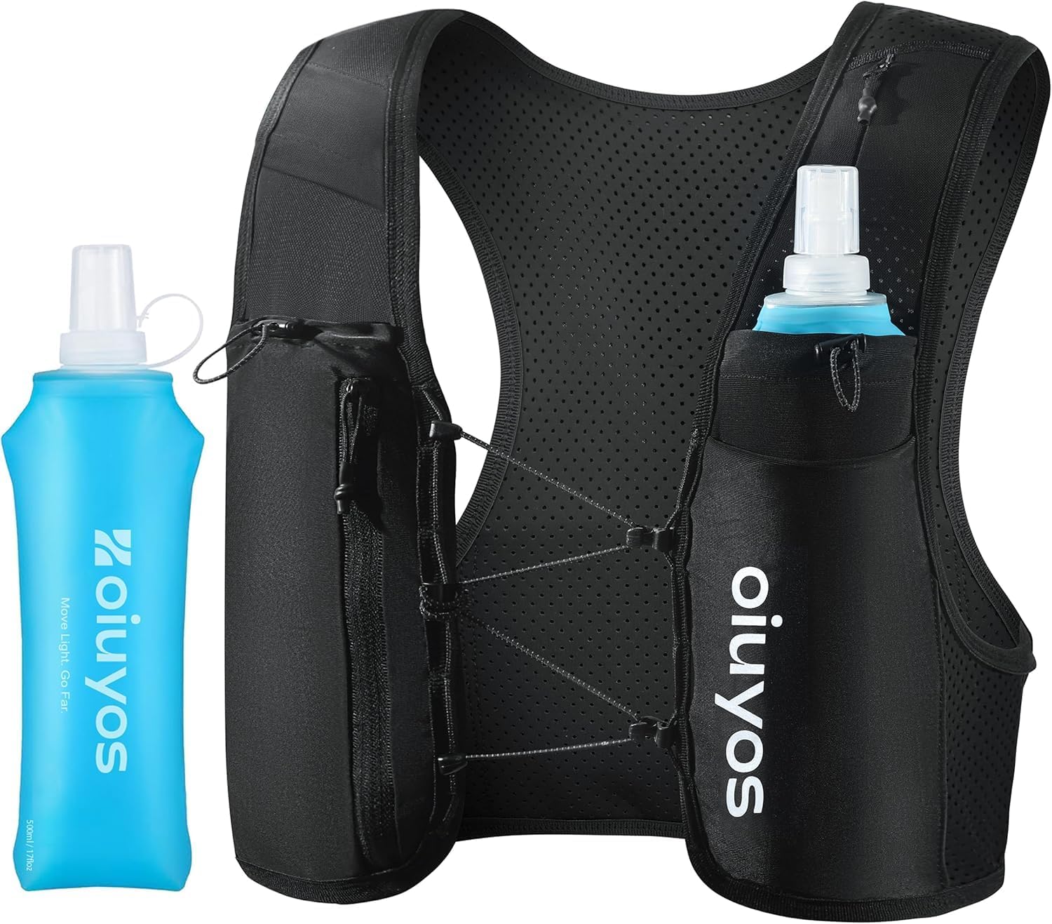 Running Vest for Women Men - USA Design - Adjustable Chest Straps Running Hydration Vest with 500ml Soft Flask - Lightweight Reflective Hydration Backpack