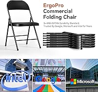 Vista 8 de Folding Chairs 1 Pack with Paded Cushion - Metal Chair with Sturdy Steel Frame 450lb Capacity and Comfortable Seat Heavy Duty Foldable Chair for