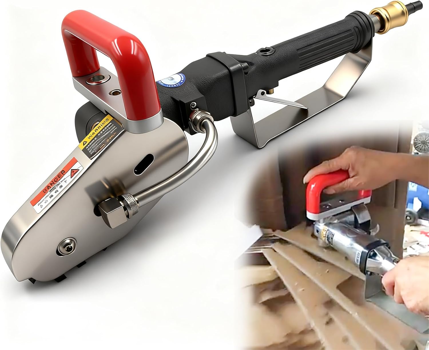 Pneumatic Cardboard Waste Stripper - Handheld Paper Stripping Machine with Handle, Portable Waste Cutting Tool for Corrugated Board and Packaging Edge Trimming Black 5mm