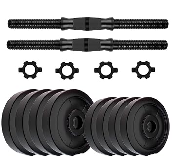 APTITUDE Home Gym Set, Dumbbell Set, Adjustable Dumbbell Set (4 kg - 20 kg), 1 Pair of Adjustable Dumbbell Rods with PVC Dumbbell Plates, Home Gym Combo (12 KG COMBO)