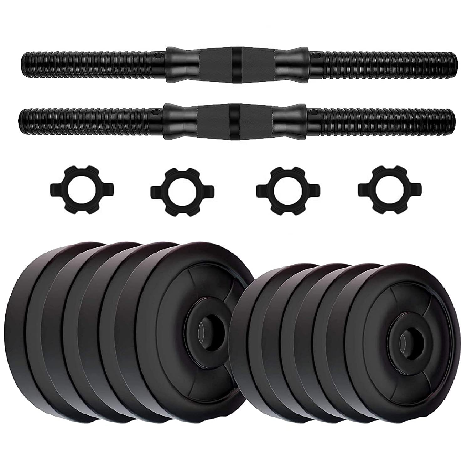 APTITUDE Home Gym Set, Dumbbell Set, Adjustable Dumbbell Set (4 kg - 20 kg), 1 Pair of Adjustable Dumbbell Rods with PVC Dumbbell Plates, Home Gym Combo (12 KG COMBO)