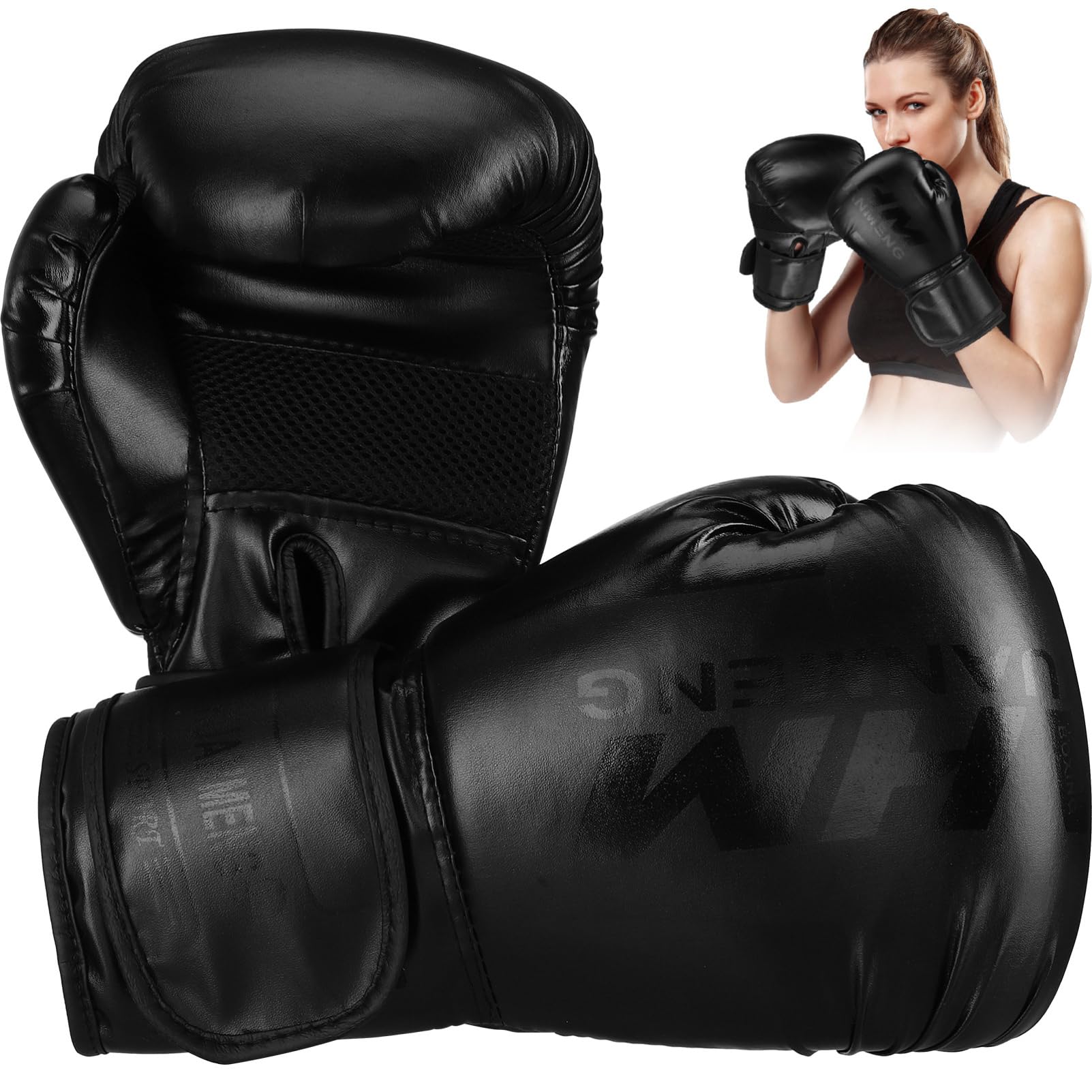 Guantoni da Boxe Neri 12 Once in Pu, per Allenamento
