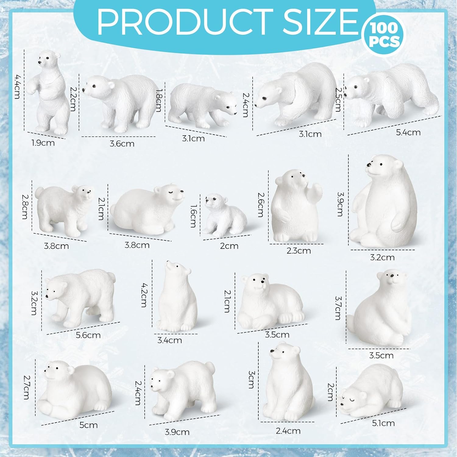 Soaoo 100 Pcs Polar Bear Animal Toy Figurines Set Realistic Polar Bears Family Kit Diorama Educational Toy Cake Toppers for Boys and Girls Cake Decoration Craft Home Decoration - Image 2