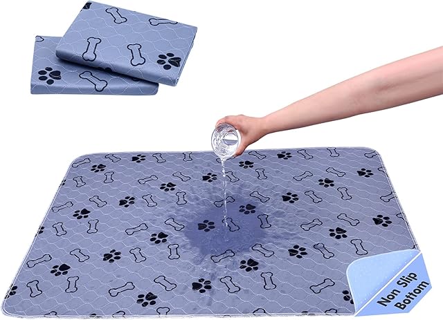 MIIMER Washable Pee Pads for Dogs 92x79 cm 2 Pack Reusable Pet Pee Pad, Waterproof Dog Floor Mats, Non Slip Puppy Training Pad, Whelping Pads for Guinea Pigs, Bunnies, Cats