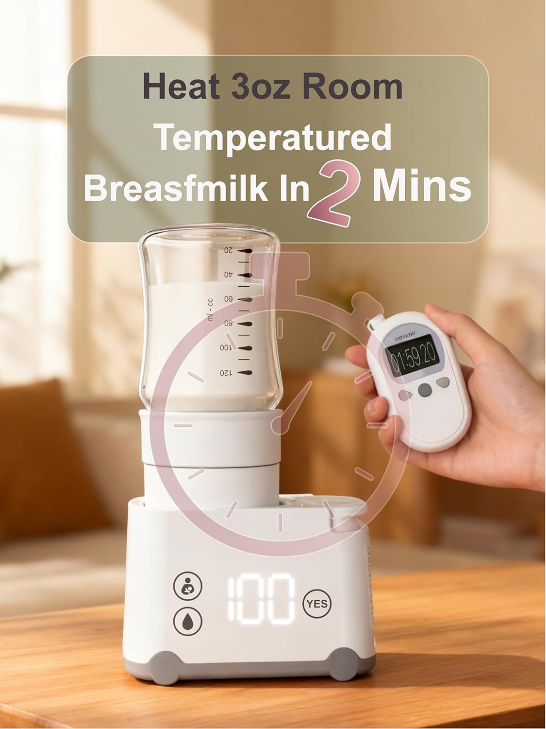 Portable Bottle Warmer Travel Bottle Warmer for Breastmilk with 6 Adapters Leak-Proof Baby Bottle Warmer