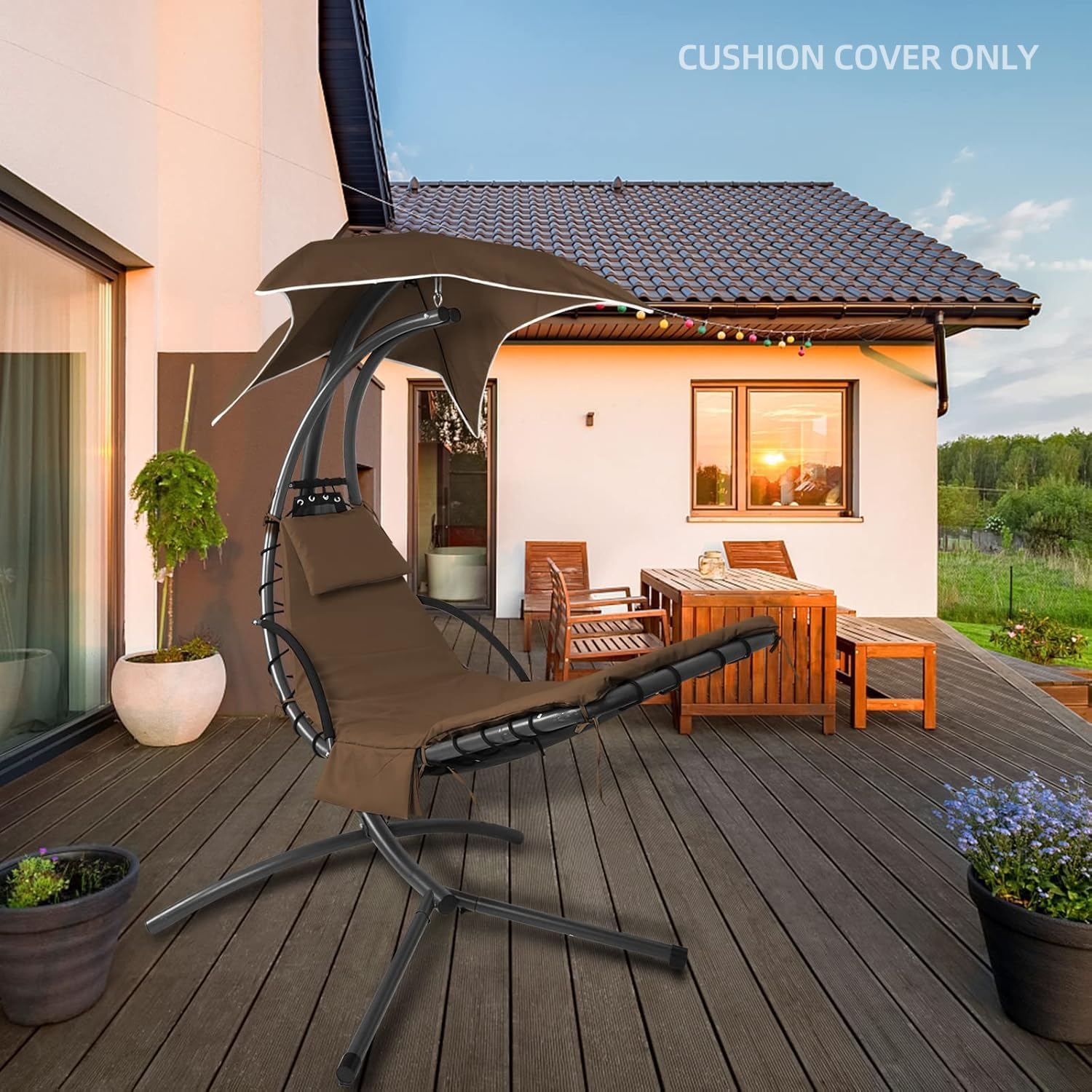 Patio Hanging Lounge Chair Replacement Cushion Cover and Umbrella Fabric,for Outdoor Hanging Hammock Chair Outdoor Chaise Chair Pillow Pad Replacement Cushion Cover(Cover Only) Orange