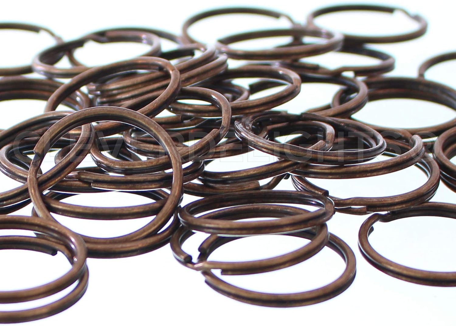 CleverDelights 1 3/16" Key Rings - Antique Copper Color - 25 Pack - Strong Split Key Rings