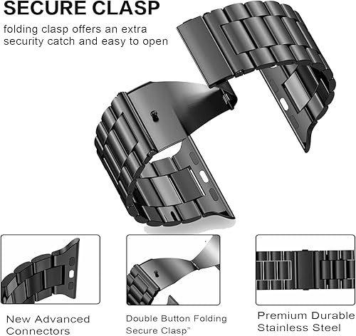 Miniatura 2 de Correa VenPgYol compatible con Apple Watch de 45444241401.496 in, correa de repuesto de acero inoxidable de 0.86 pulgadas compatible con iWatch