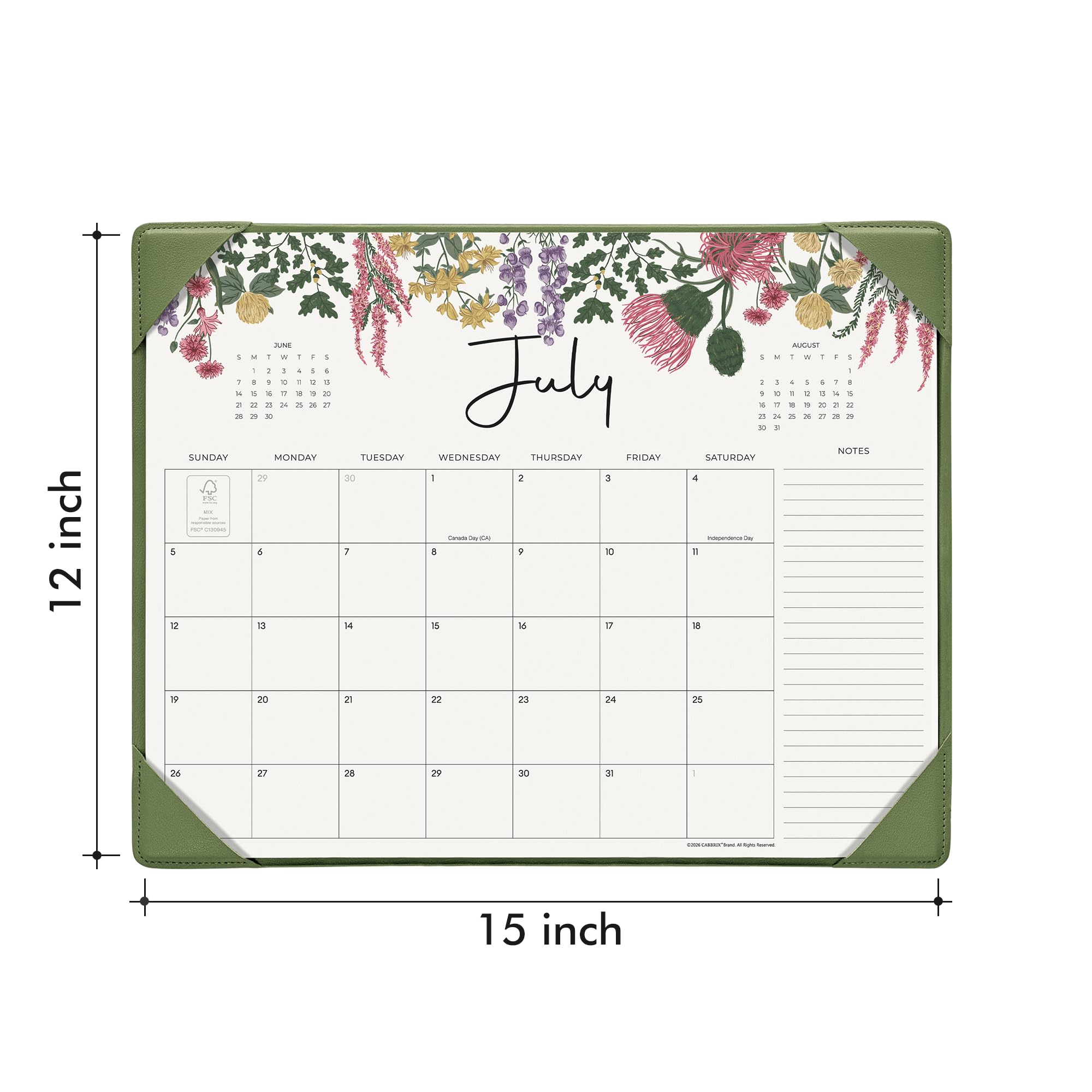 Cabbrix Schreibtischkalender 2025-2026 mit Schreibtischunterlage, Schreibtischunterlage Kalender 38,1 x 30,5 cm von Januar 2026 bis Juni 2027, 2026 Tischkalender für Home Office und Schule, Einfache