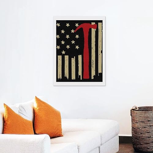 Miniatura 6 de Divertida bandera de carpintero americano, kit de pintura de diamante 5D, arte de taladro completo, manualidades, imágenes bordadas utilizadas para