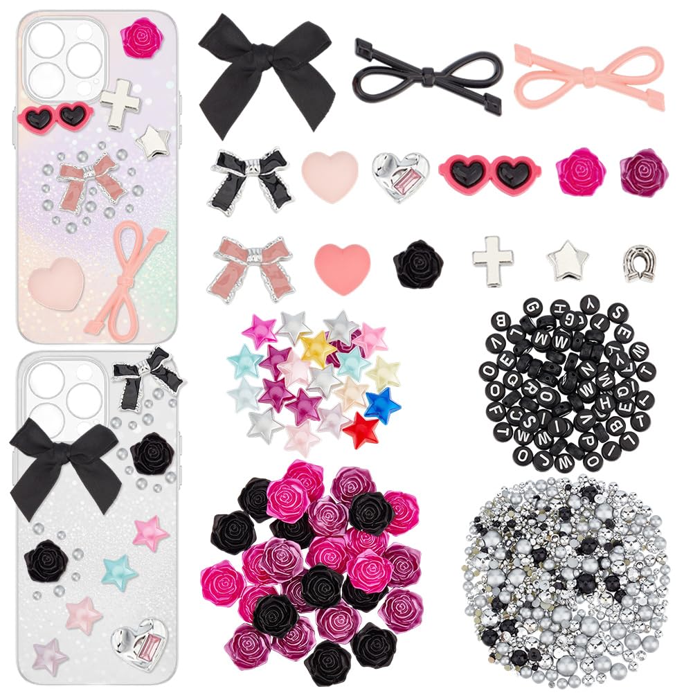 Kit de colgantes para fundas y accesorios con corazones y estrellas brillantes