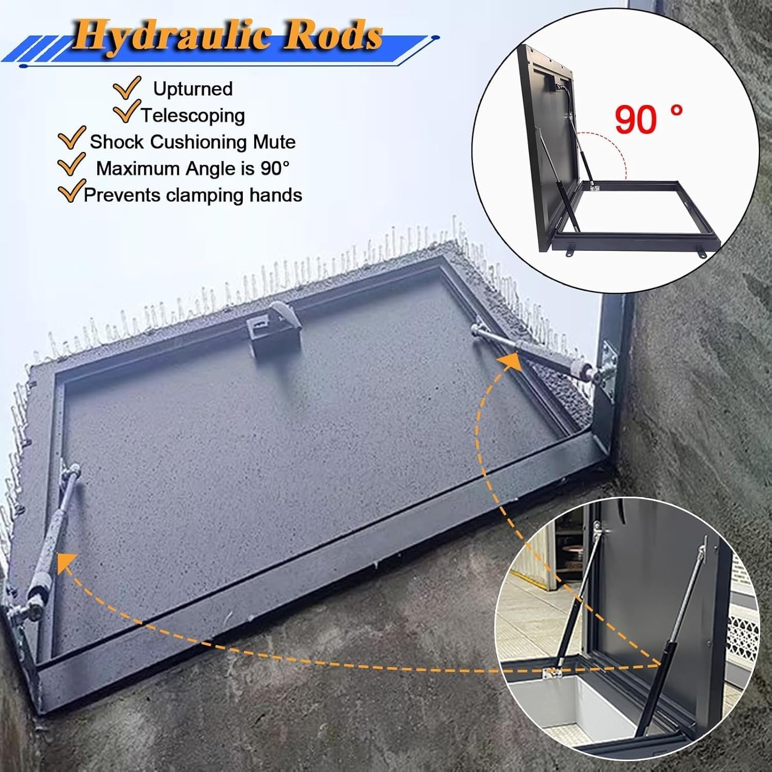 Roof Access Hatch Hardware & Weather Covers for 22-36" Attic/Pergola/Celler Doors, Square Galvanized Powder Coated Steel, Includes Screws - Durable & Secure Access Solution