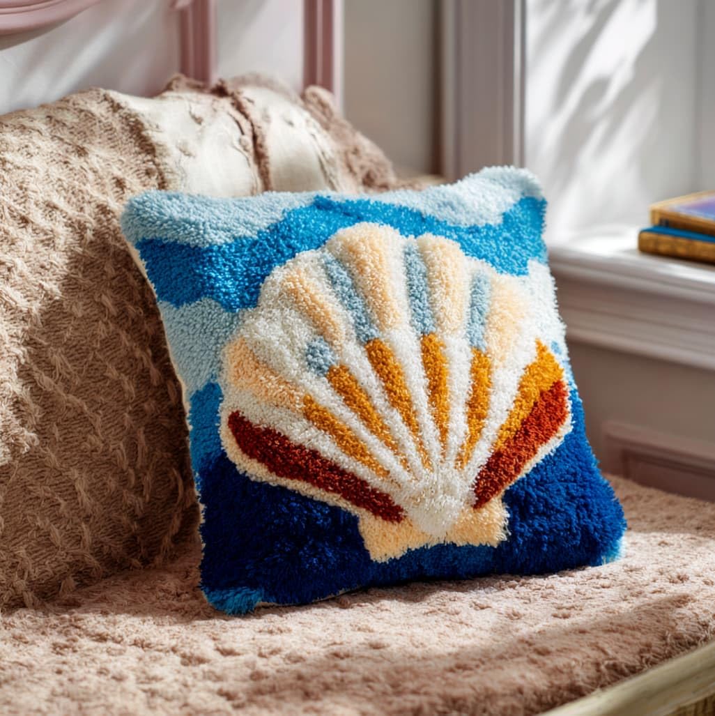 AxiangziK Creative Latch Hook Pillow Kit,Shell