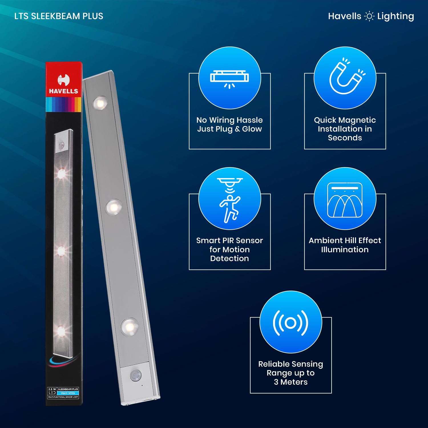 Havells Rechargeable Cabinet Light - Motion Sensor -3