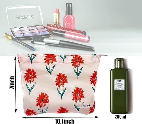 Miniatura 4 de Bolsa de maquillaje para mujer, bolsas de cosméticos para mujer, bolsa con cremallera, bolsa de maquillaje de pana de gran capacidad, Pequeñas