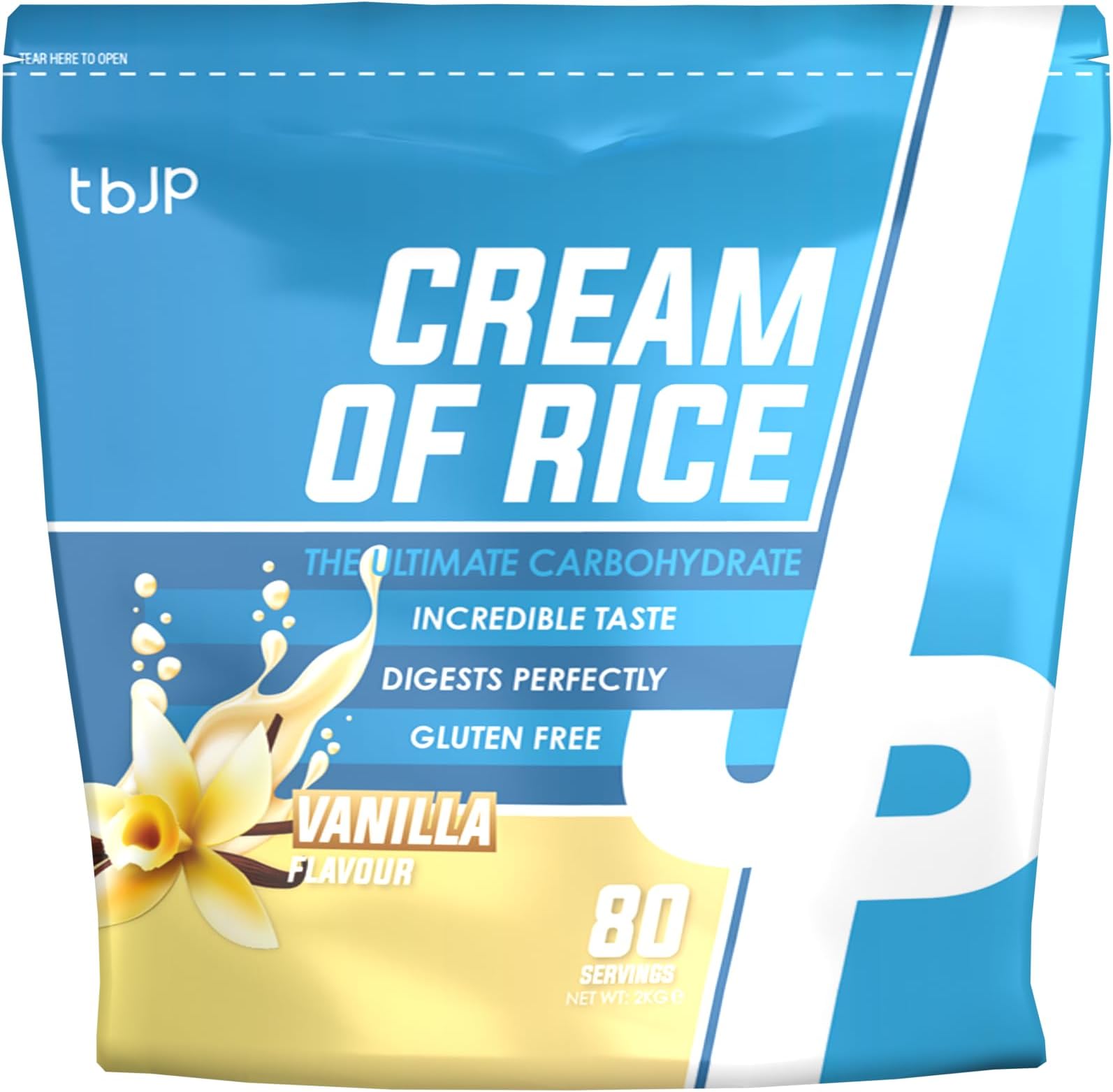 Trained by: JP Nutrition Cream of Rice 2kg, The Ultimate Carbohydrate (Vanilla)
