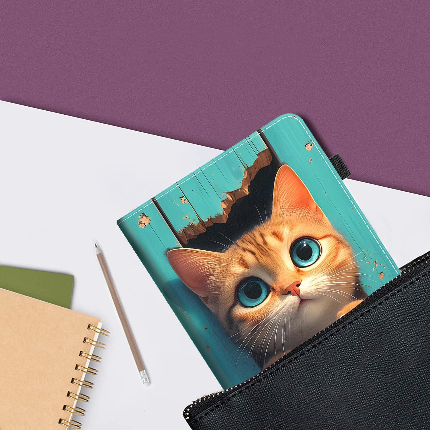 Case for All-New Amazon Kindle Fire HD 10 Tablet (13th/11th Generation 2023/2021 Release) and Fire HD 10 Plus，Slim Fit Foldable Standing Cover Case with Auto Sleep/Wake,Cute Cat Wooden Board