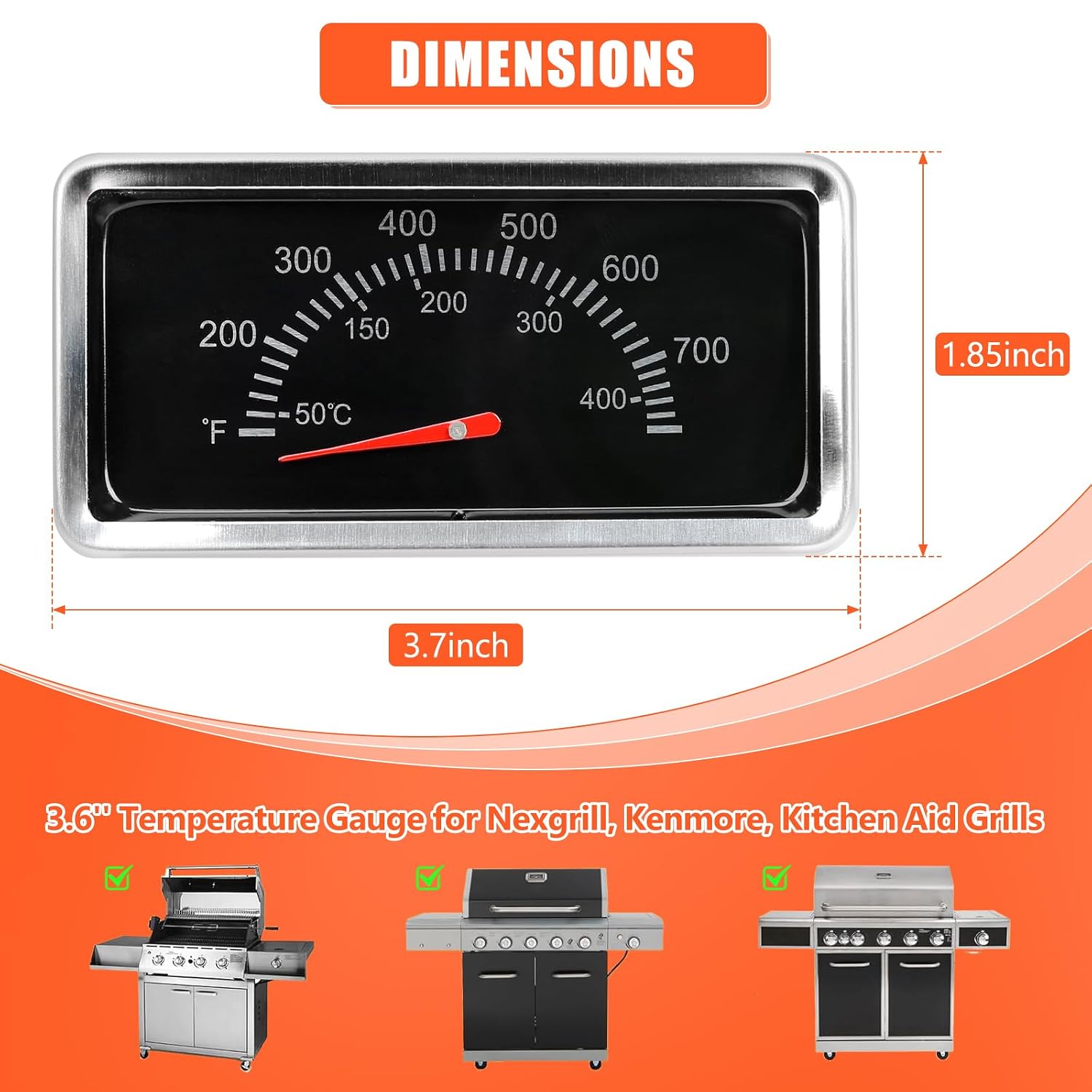 QuliMetal 3.6" Accurate Temperature Gauge for Nexgrill