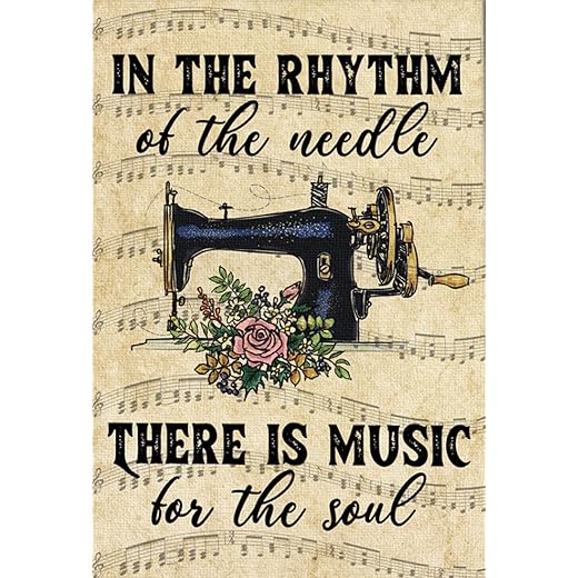 Knitting Metal Tin Sign Sewing in The Rgythm of The Needle There is Music for The Soul Retro Metal Tin Sign Vintage Aluminum Sign for Home Coffee Wall Decor 8x12inch