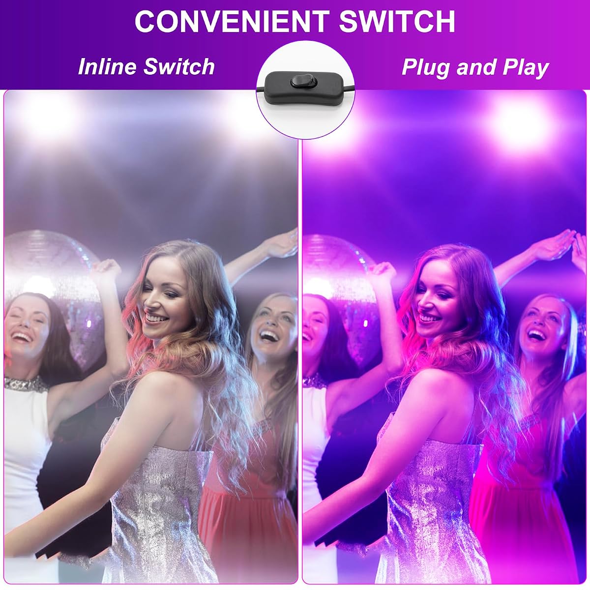 Waygor 300W LED Black Light Flood Light - IP65 Waterproof, 395nm UV, Purple, 4