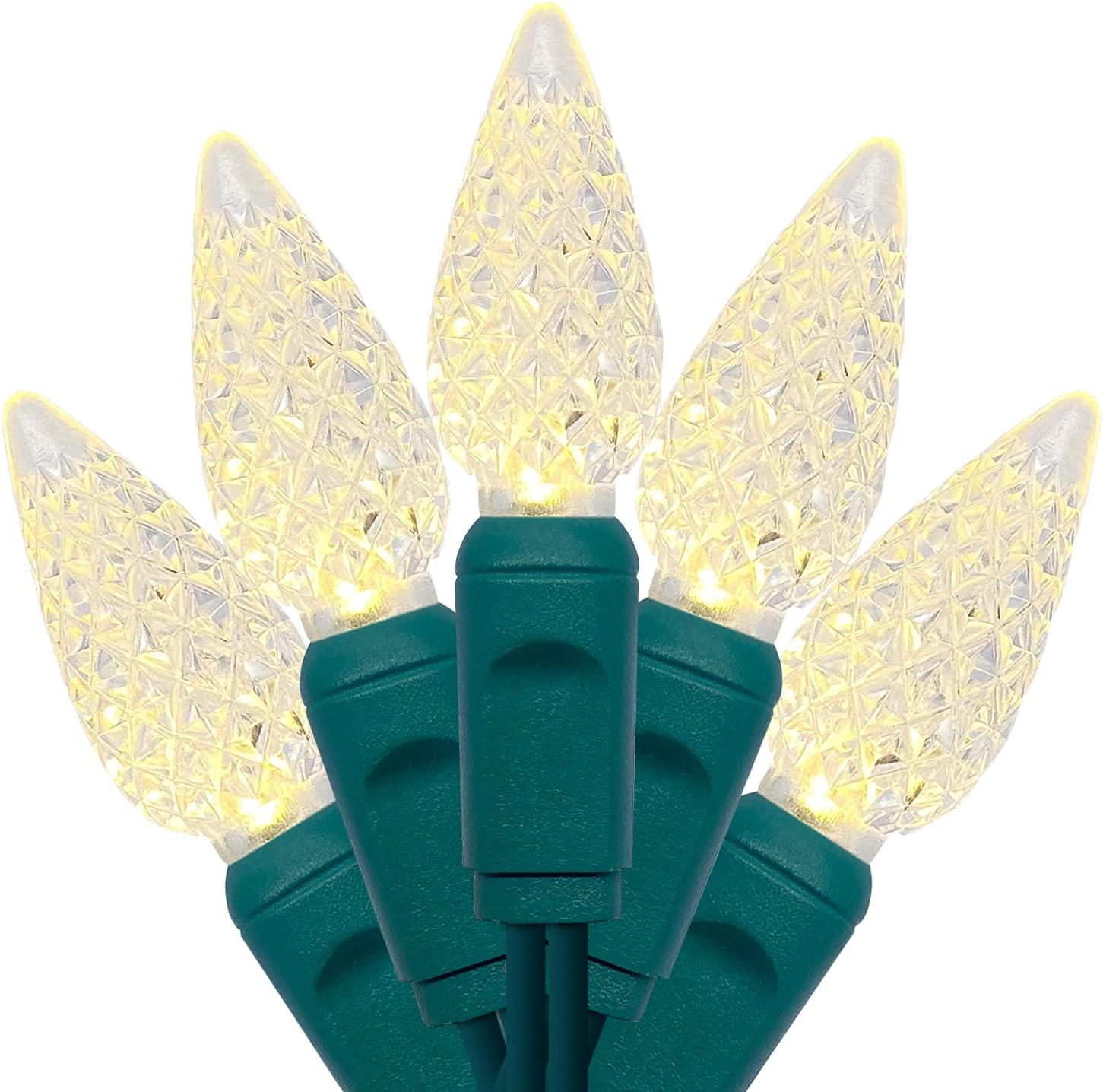 Philips 250 LED Warm White Faceted C6 Christmas Lights on