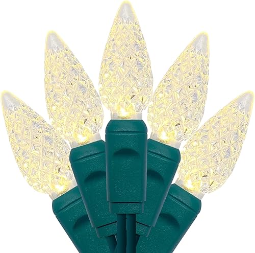 50 luces LED C6 de Navidad con certificación UL, bombillas C6 de fresa, tira de luces LED al aire libre para jardín, patio, decoración de árboles de