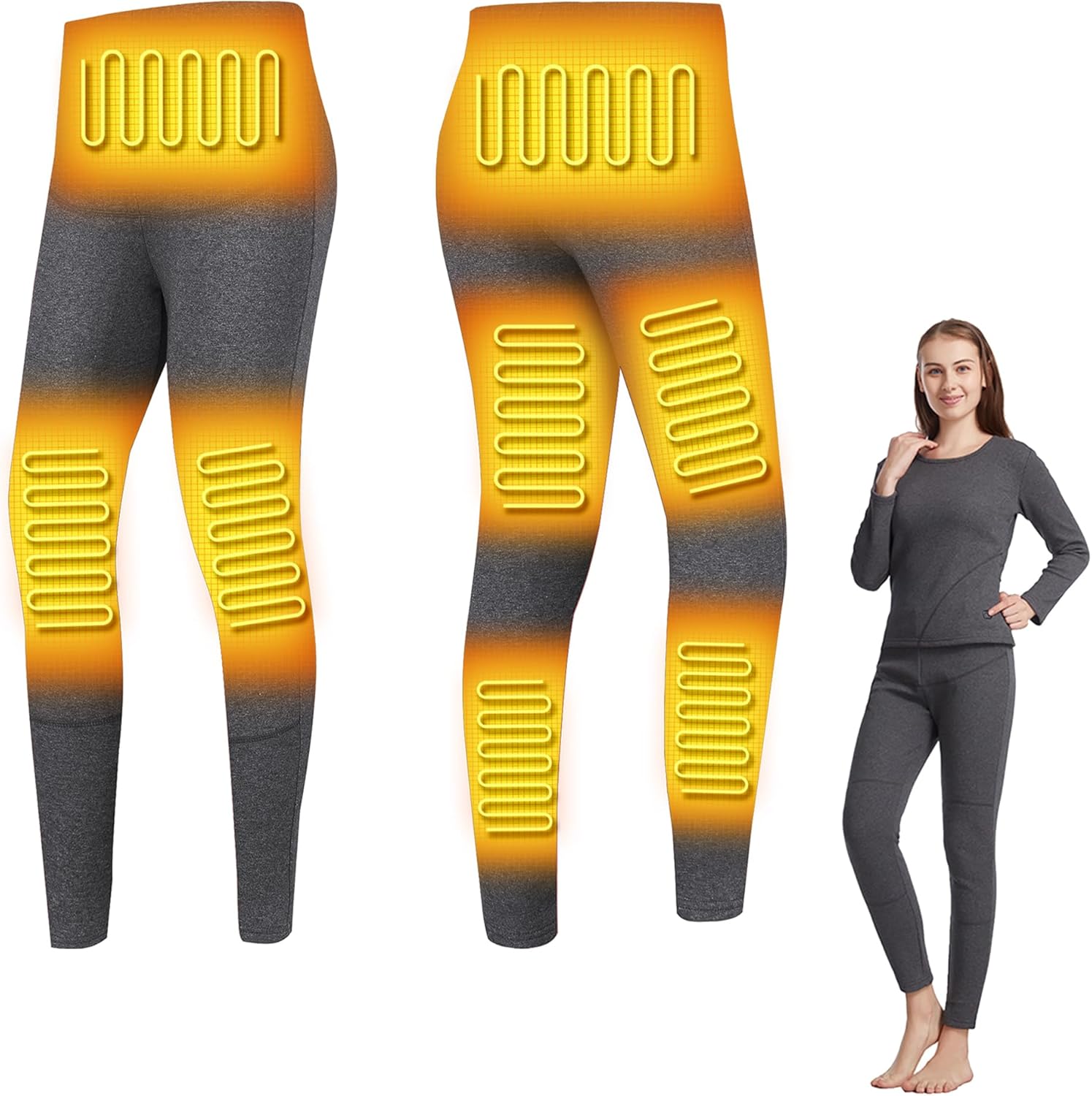 Women's Heating Pants, Electric Thermal Underwear Bottom with 8 Heated Zones for Snow Hunting, Skiing, Motorcycle
