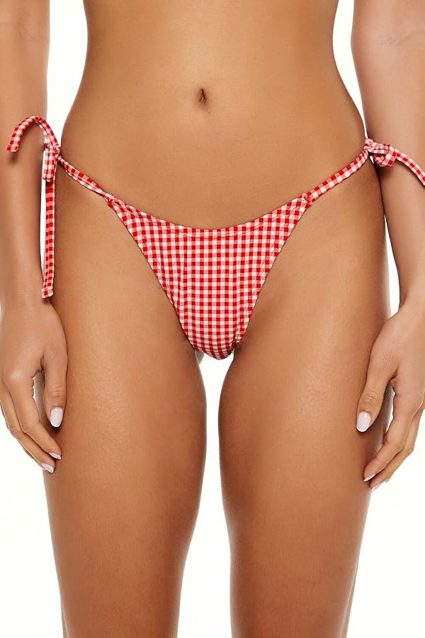 FOREVER21 Women Gingham String Bikini Bottoms