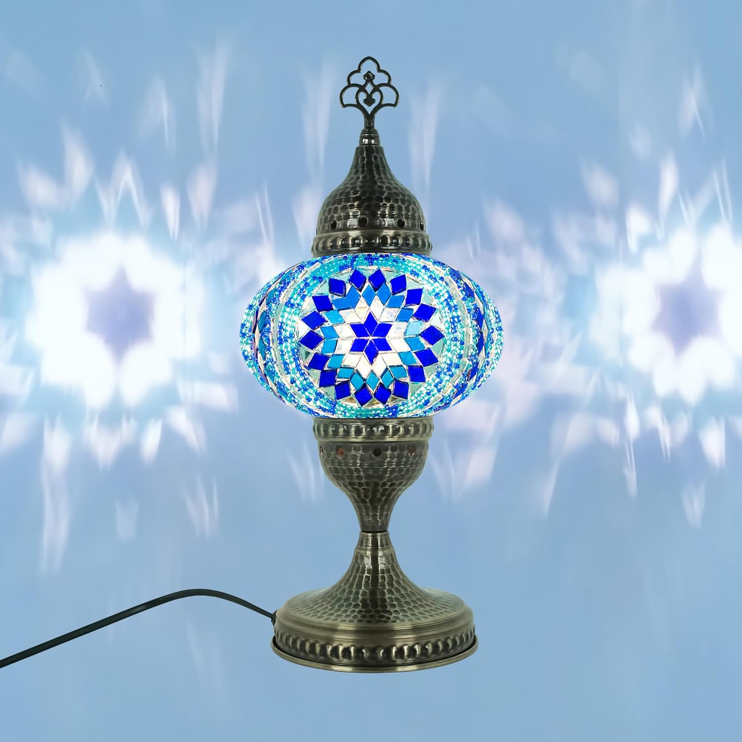 Elegant Tiffany Stained Glass Light for Ambient Home Lighting - Perfect Boho Bedroom or Bedside Table Stand - Turkish Mosaic Lamps Design - Colorful Turkish Lamp