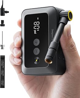 HOTO Mini Electric Bike Pump 150PSI - 25s Fast Inflate Portable Tire Inflator w/ Gauge, Presta/Schrader for Road, MTB, BMX Bikes & Balls