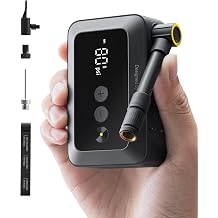 HOTO Mini Electric Bike Tire Pump, 25s Fast Inflate Portable Bicycle Pump with Guage, 150PSI Air Pump with Presta &amp; Schrader Valve for Rod Mountain Bike, Motorcycle, Scooter, Sports Ball, Outdoor