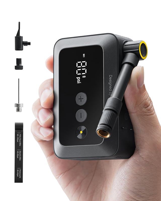 HOTO Electric Bike Tire Pump, Mini Bicycle Pump, 25s Fast Inflate