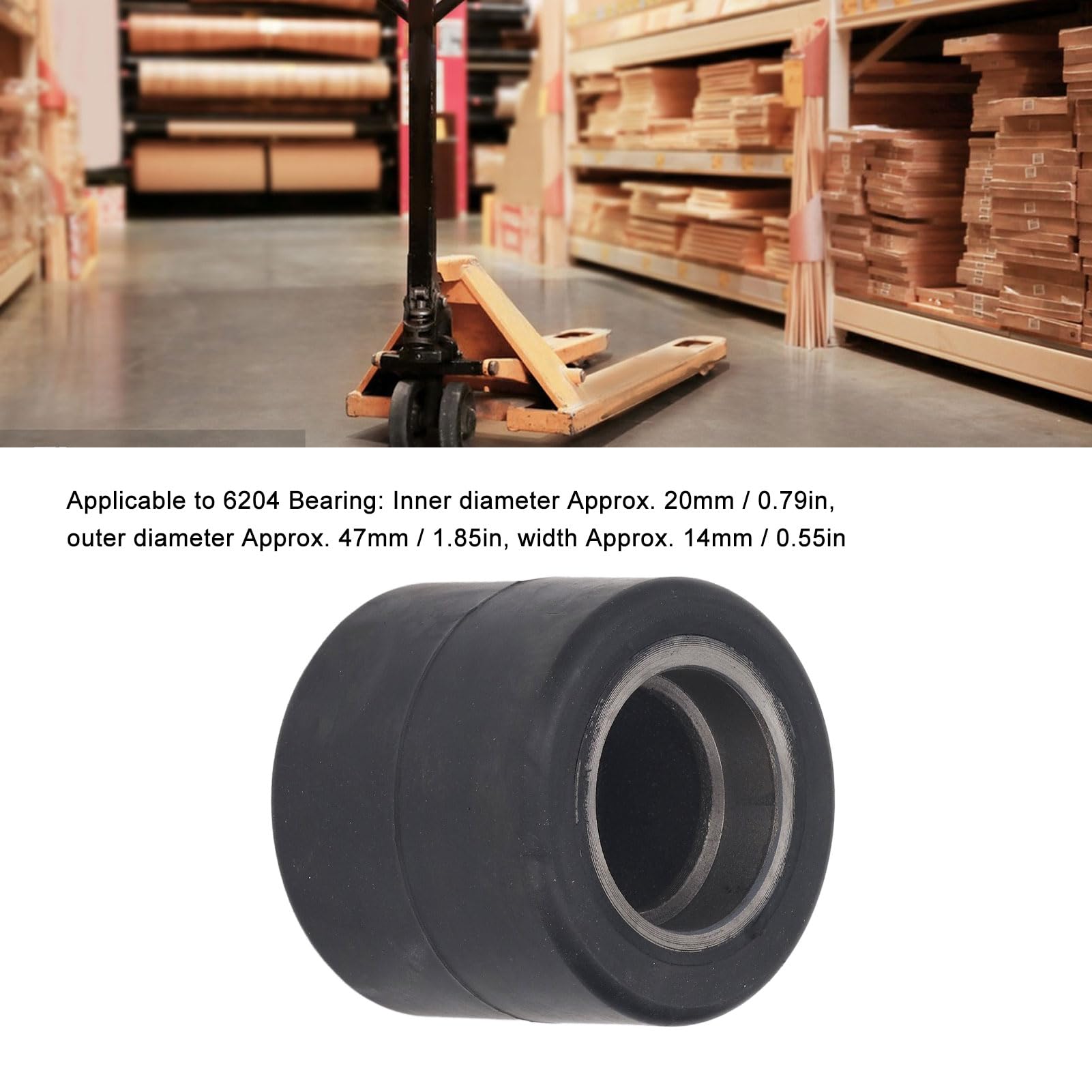 Rueda de Carga para Transpaleta, Caucho de Acero Inoxidable de 80 Mm X 70 Mm con Rodamientos, Juego Completo de Ruedas de Carga para Transpaleta, Reemplazo sin Rayones para