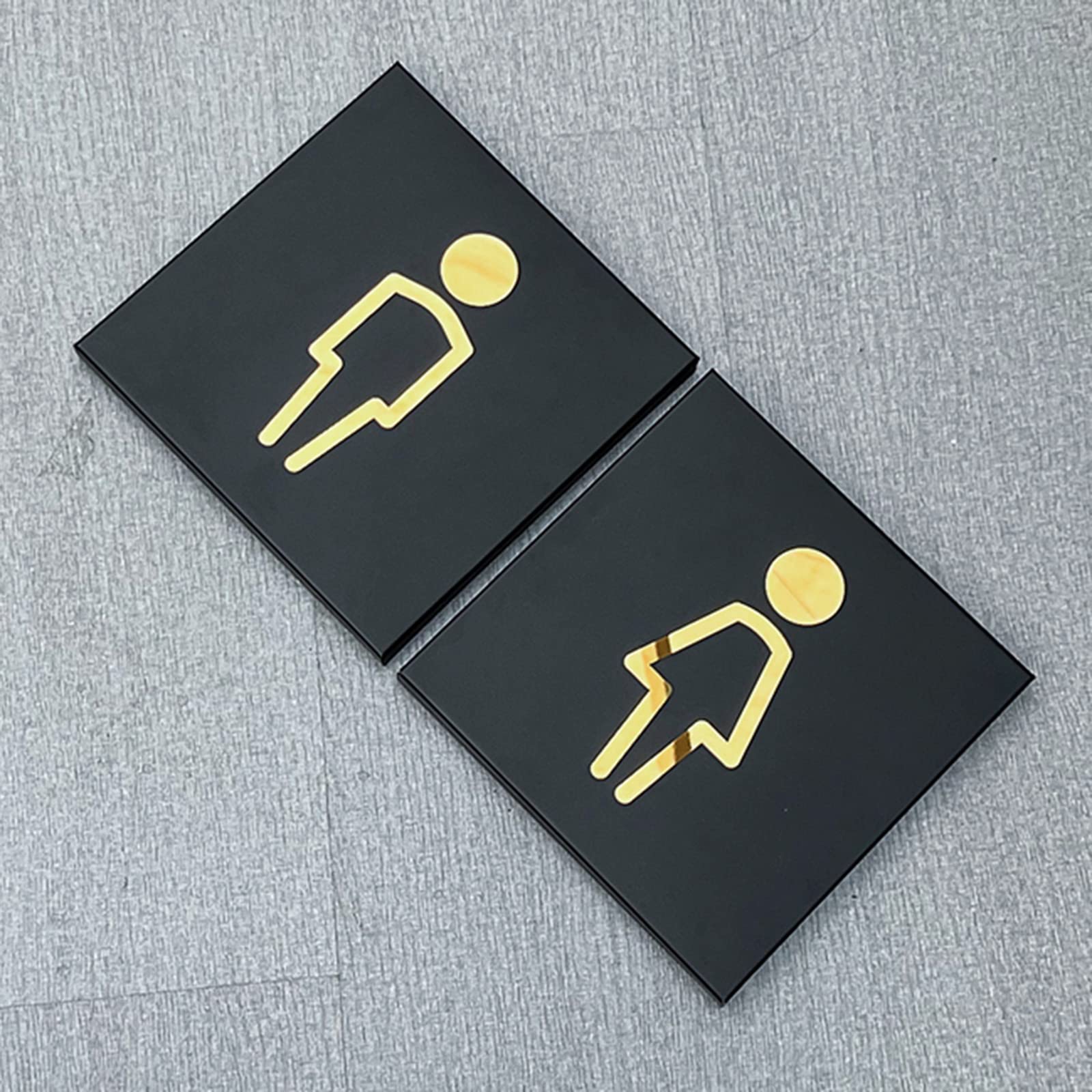 Targa Divertente Per WC Unisex In Metallo Nero - Con Simboli Uomo, Donna, Alieni E Dinosauro - 7,5 X 20 Cm