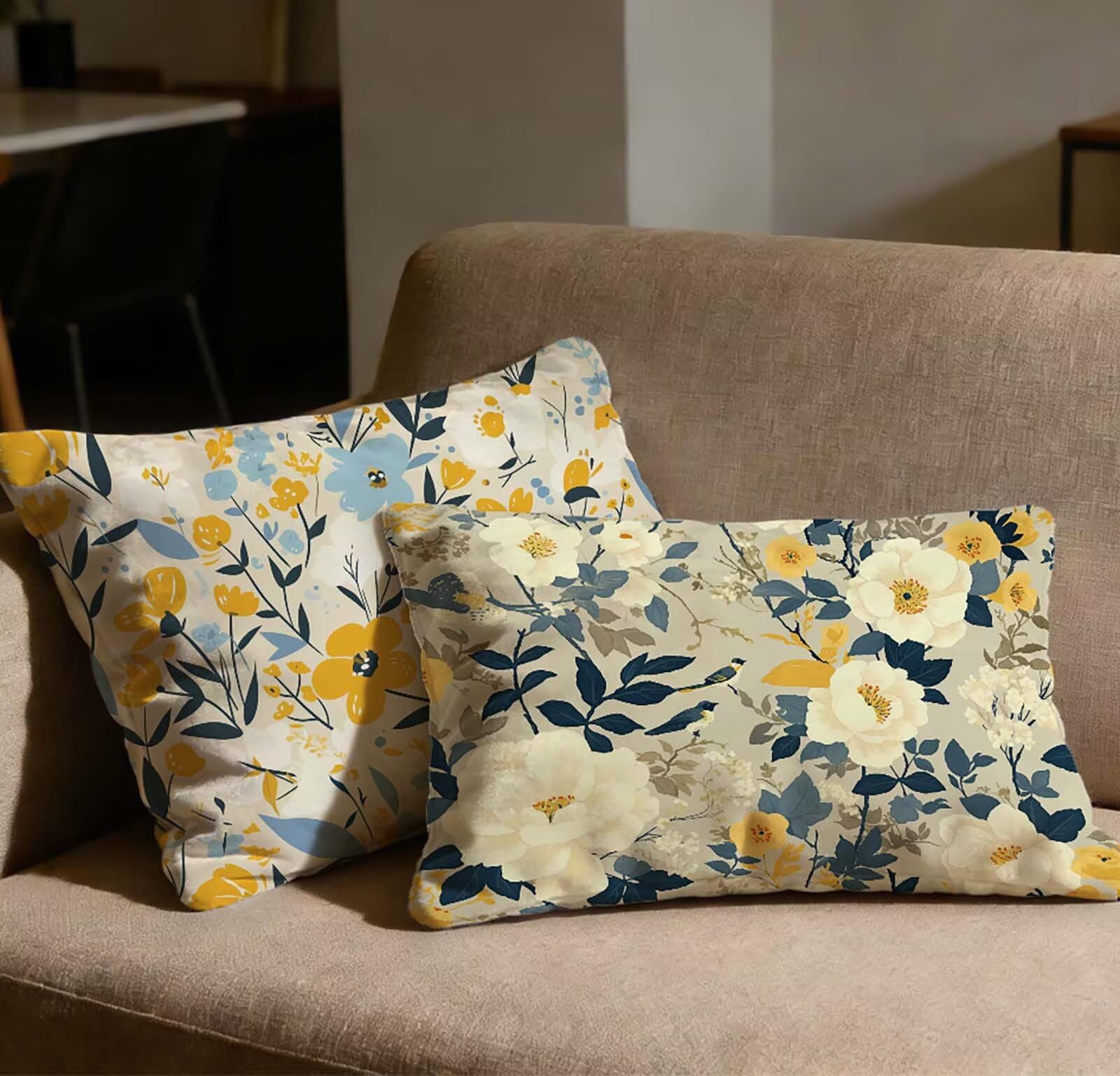 Taie d'oreiller 40x70 en velours crème de qualité supérieure avec motif fleur discret