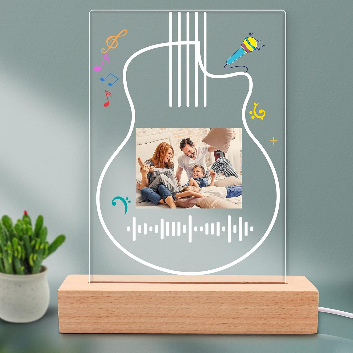 Personalized Custom Acrylic Song Music Plaque Photo Art Board Night Light Customized Scannable Spotfy Code Album Cover for Birthday Wedding Christmas