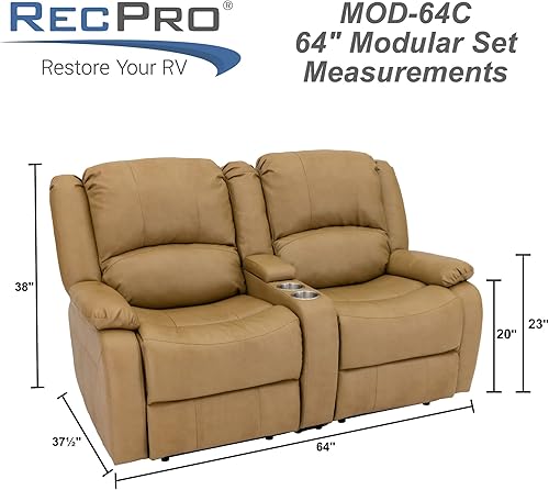 Miniatura 101 de RecPro Charles Collection sofá doble de 67 pulgadas con respaldo reclinable para caravana o cámper, mueble, sillón doble