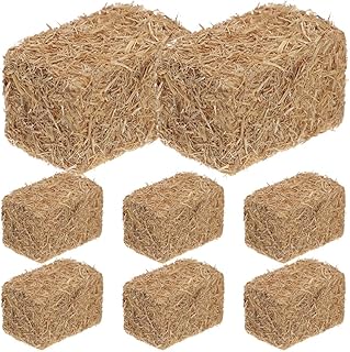 ibasenice Mini Hay Bales Square: 8pcs Small Decorative Hay Bales Miniature Figurine for Craft Dollhouse Farm Table Autumn Harvest Craft Display Decoration 3cm