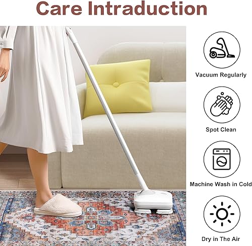 Miniatura 7 de COMSLE Alfombra de Área 2x4 de Lana Sintética Alfombra Decorativa para Entrada, Boho Alfombras Pequeñas Lavables Antideslizantes Alfombra Envejecida